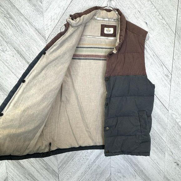 Marine Layer Puffer Vest Mens Size Small Flannel Lined Down Fill Snap Front - Picture 6 of 8